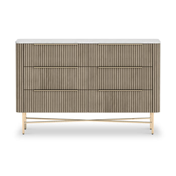 Amelie Grey Fluted 6 Drawer Chest