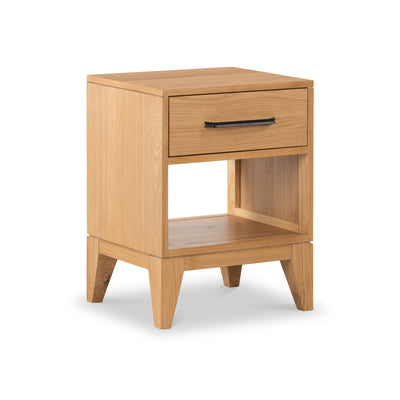 Sunburst Oak 1 Drawer Open Shelf Bedside Table