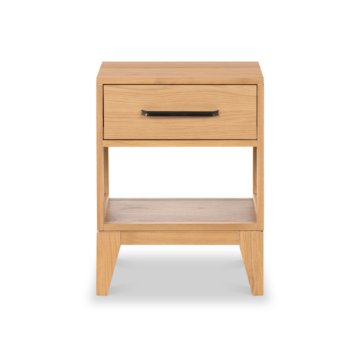 Sunburst Oak 1 Drawer Open Shelf Bedside Table from Roseland Furniture