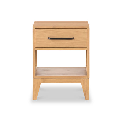 Sunburst Oak 1 Drawer Open Shelf Bedside Table