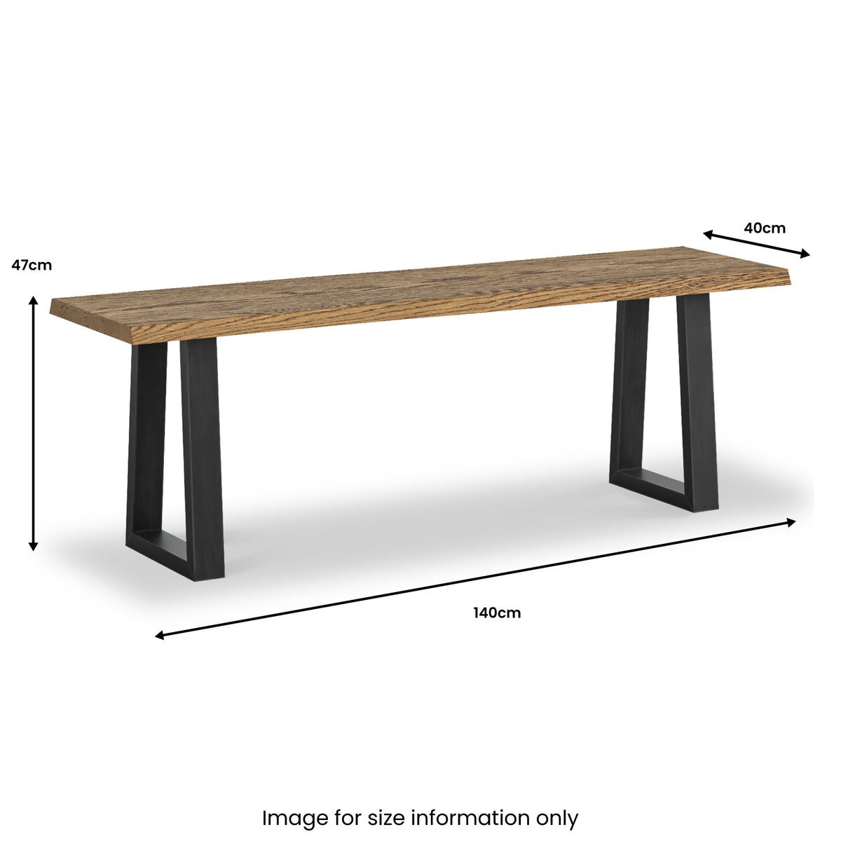Isaac Oak 140cm Dining Bench with Industrial Metal Legs Roseland