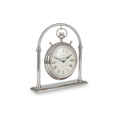 Shiny Nickel Brass & Glass Carriage Clock