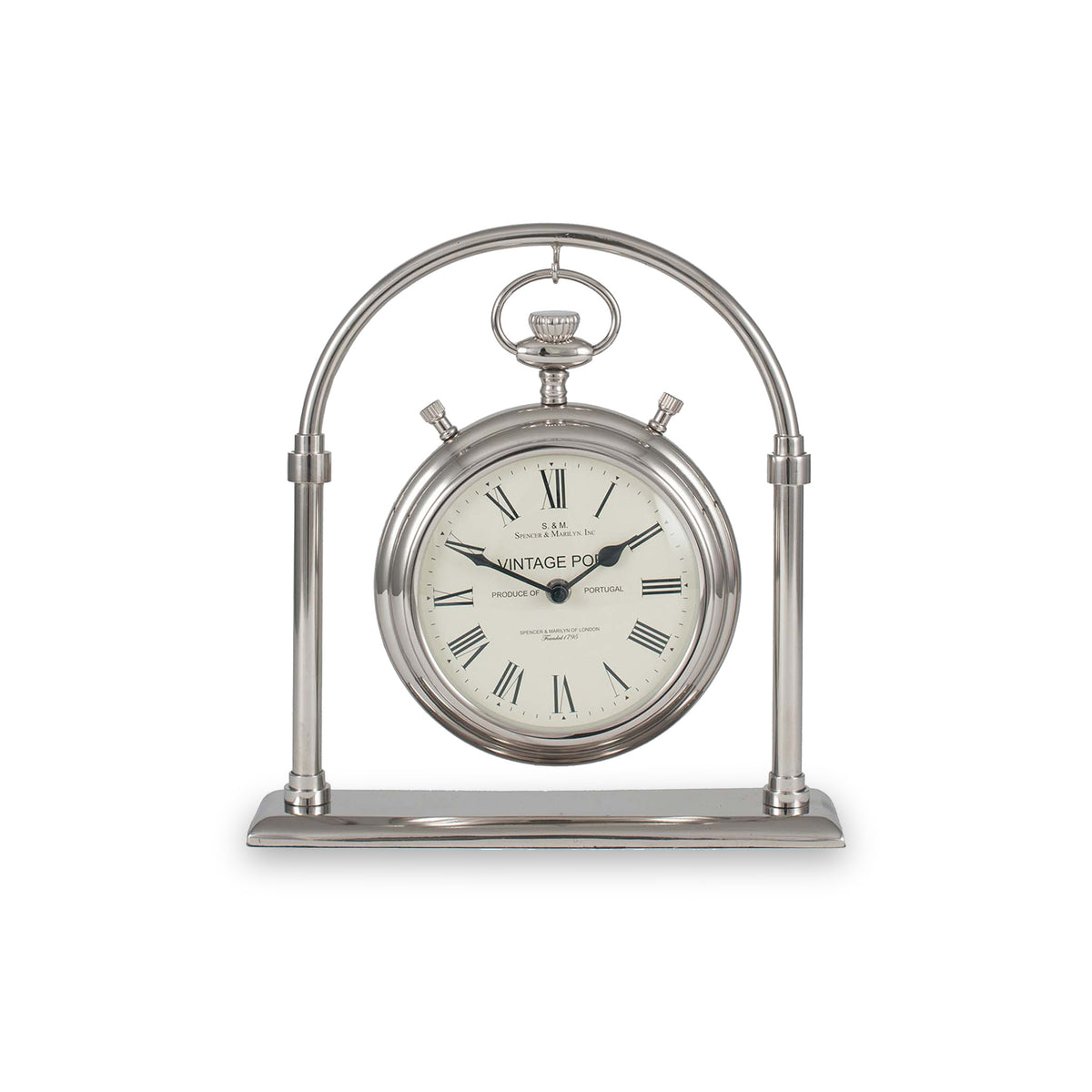 Shiny Nickel Brass & Glass Classic Carriage Clock