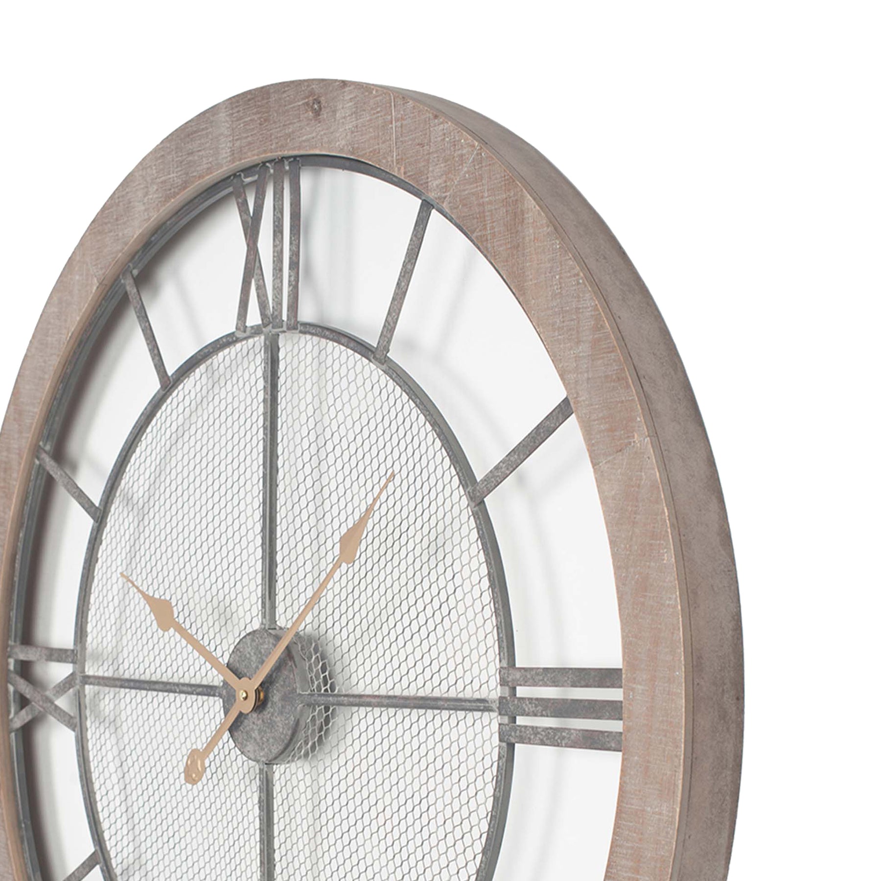 Natural Wood & Metal Round Wall Clock