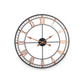 Black and Rose Gold Metal Round Wall Clock from Roseland Furniture