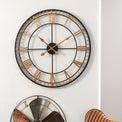 Black and Rose Gold Metal Round Wall Clock