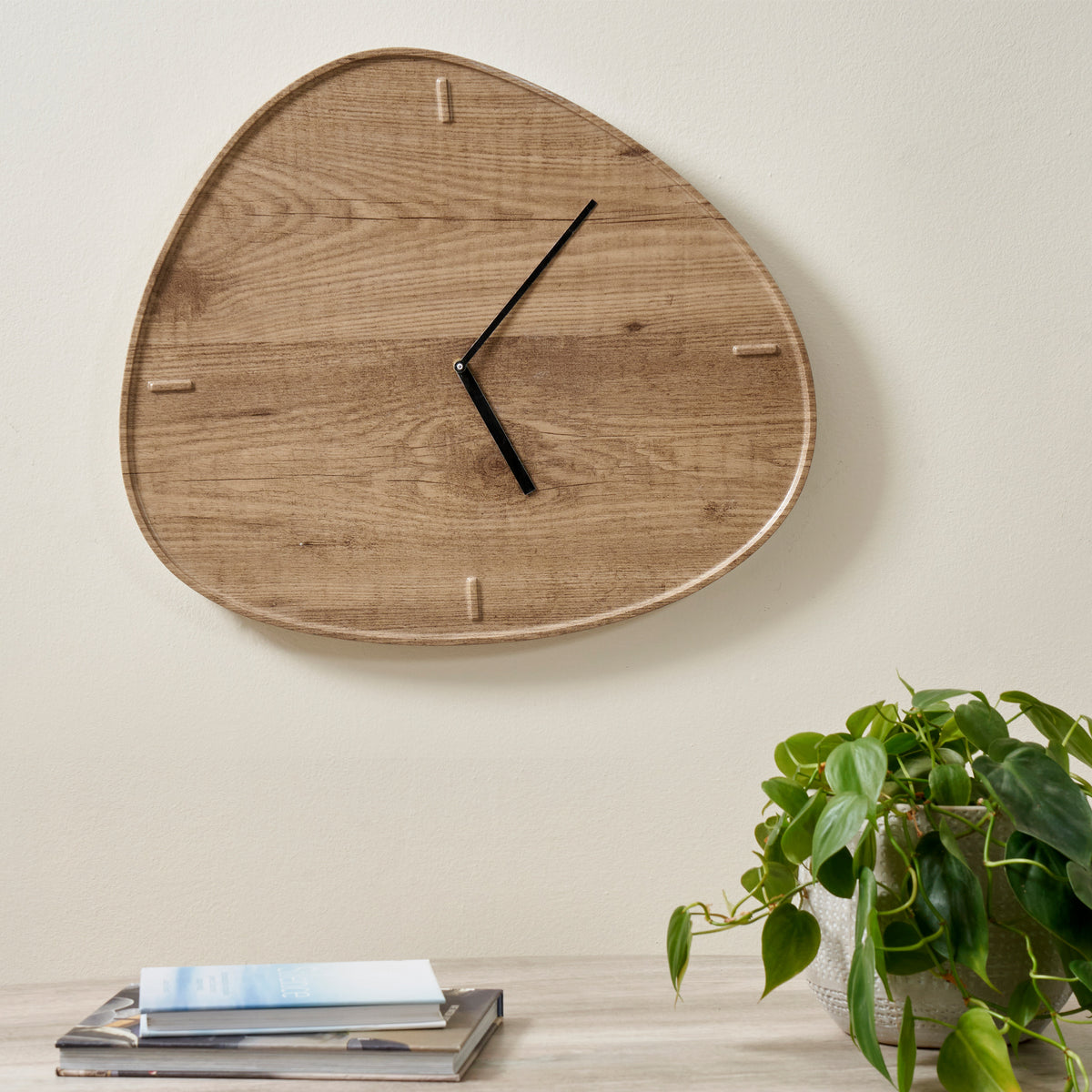 Natural Wood Veneer Tear Faceless Wall Clock for Living Room Roseland