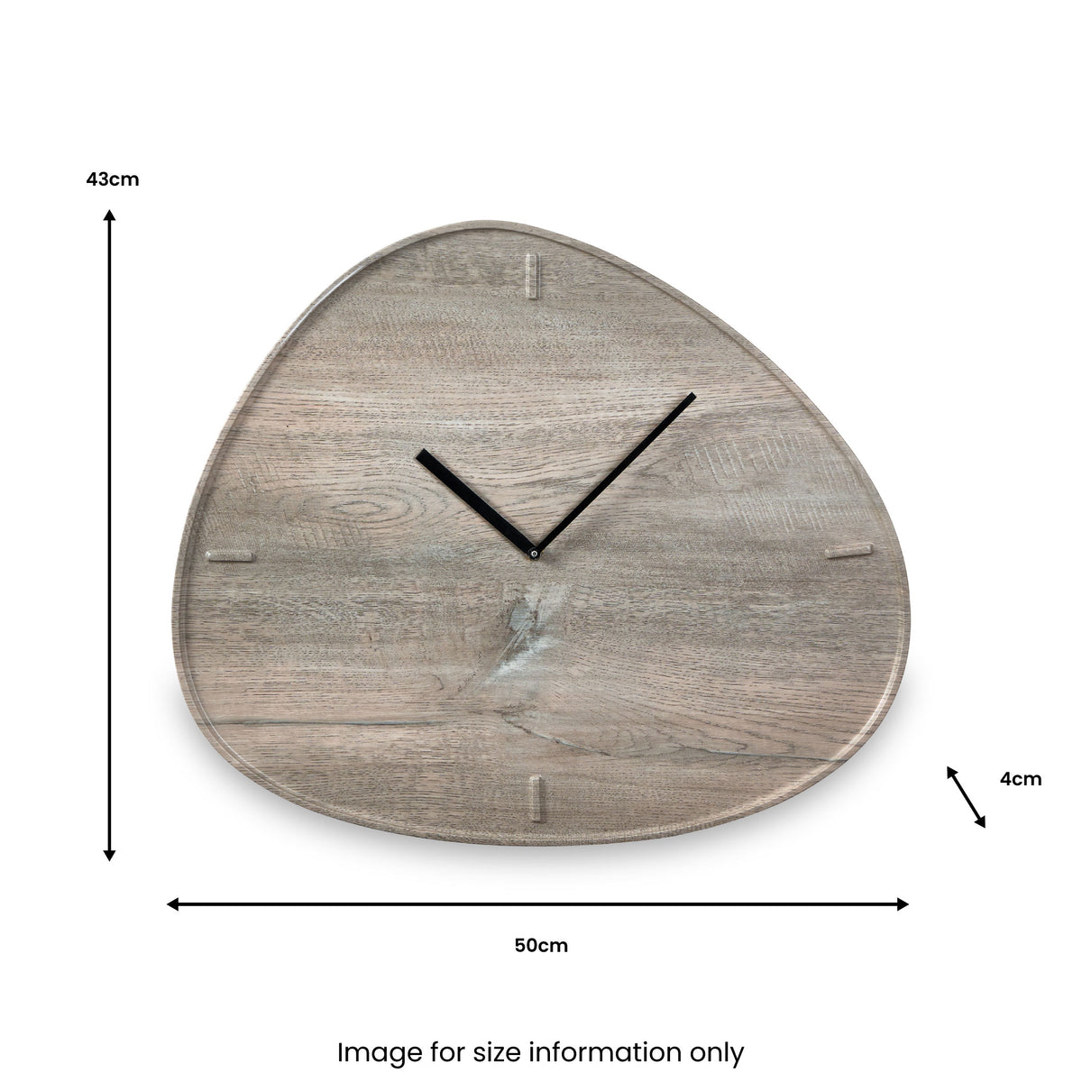 Grey Oak Veneer Tear Wall Clock from Roseland Furniture