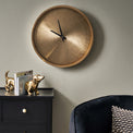 Brushed Antique Brass Round Wall Clock for living room