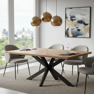 Sunburst Oak 150cm Rectangular Dining Table