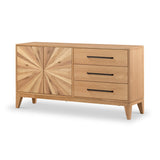 Sunburst Oak Large 2 Door 3 Drawer Sideboard from Roseland Furniture