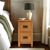 Surrey Oak Slim Bedside Table for compact bedrooms from Roseland Furniture