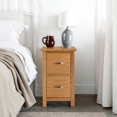 London Oak Slim Bedside Table
