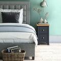 Farrow Charcoal Slim Bedside Table for bedroom