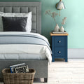 Farrow Navy Blue Slim Bedside Table for bedroom