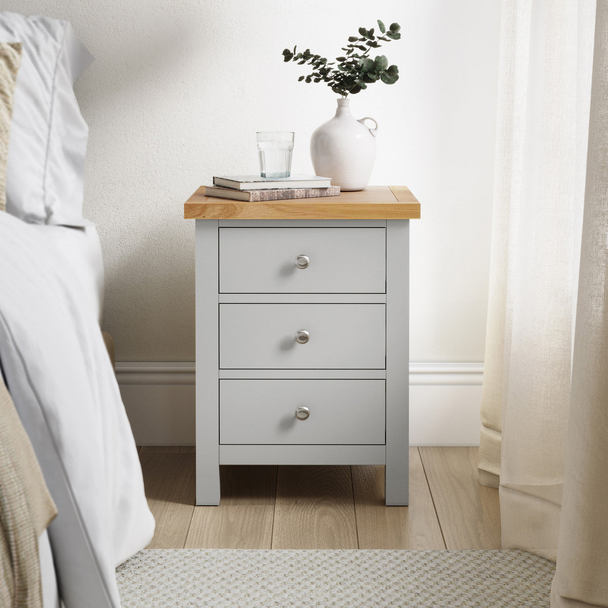 Farrow XL Grey Bedside Table for bedroom