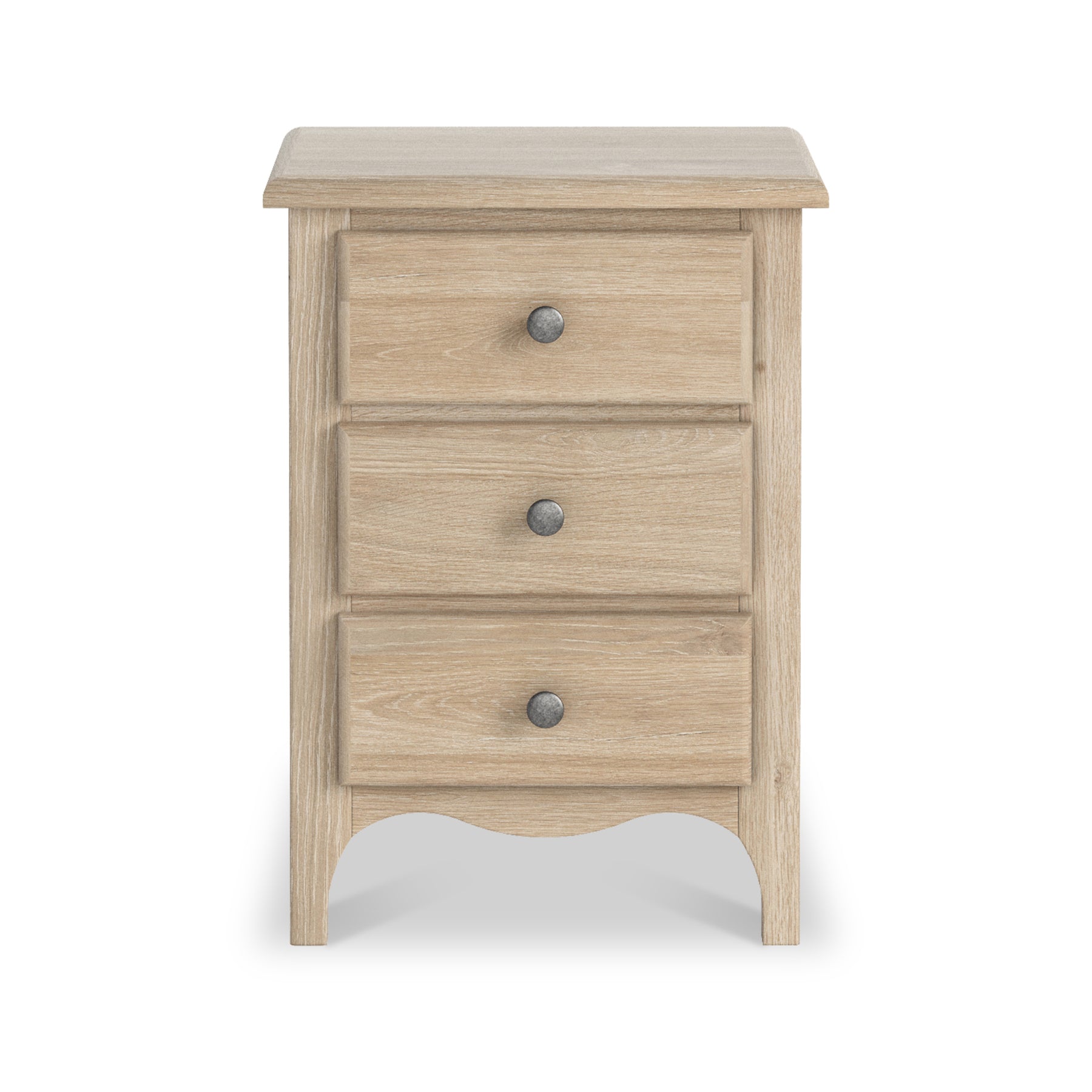 Celine Oak 3 Drawer Bedside Table