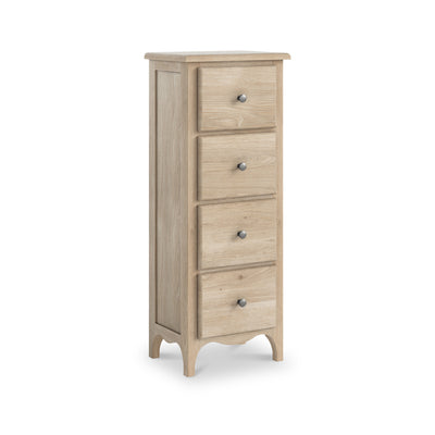 Celine Washed Oak 4 Drawer Tallboy Chest