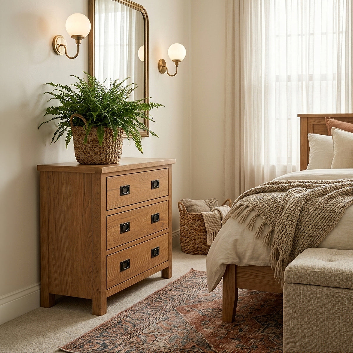 Surrey Oak 3 Drawer Chest by Roseland Furniture