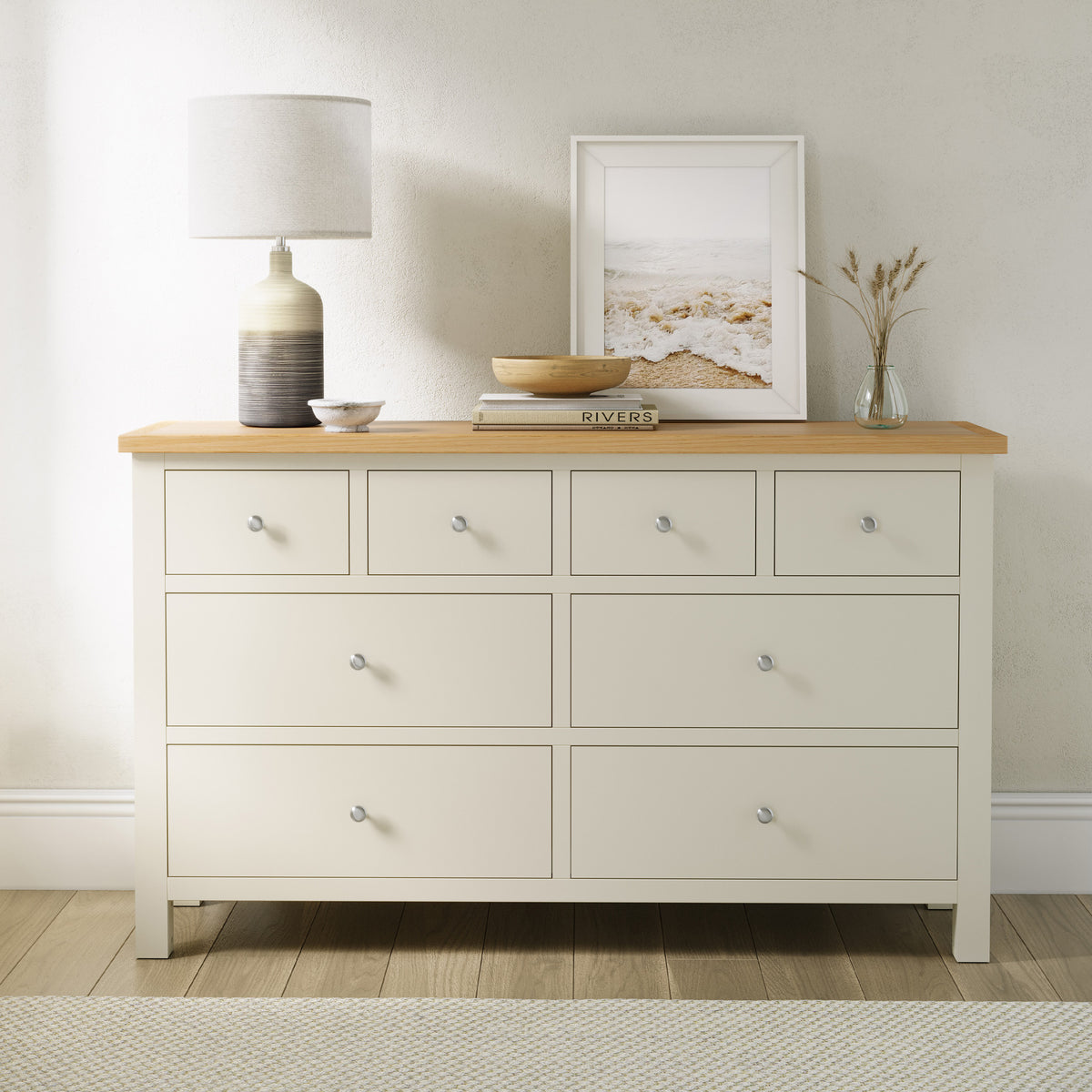 Farrow Cream XL 8 Drawer Wide Chest for bedroom