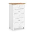 Farrow White XL 5 Drawer Tallboy Chest for bedroom