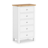 Farrow White XL 5 Drawer Tallboy Chest for bedroom