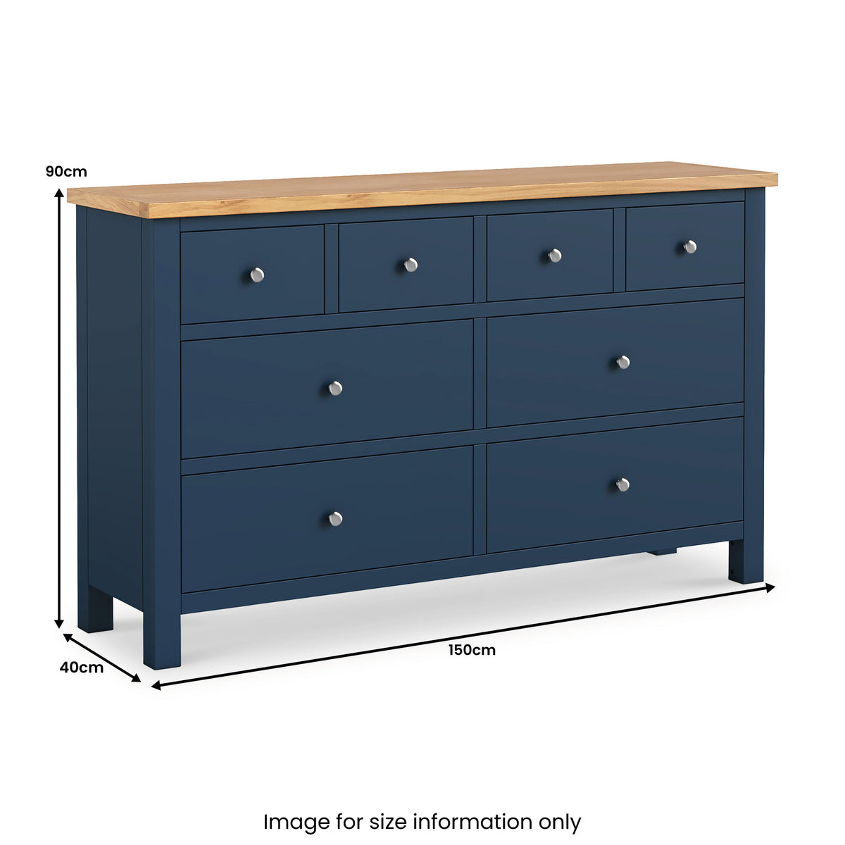 Farrow Navy Blue XL 8 Drawer Wide Chest