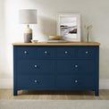Farrow Navy Blue XL 8 Drawer Wide Chest for bedroom