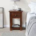 Duchy Acacia 1 Drawer Brown Bedside Table for Bedroom