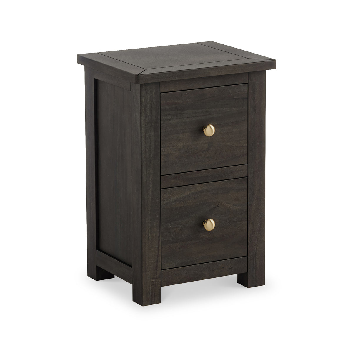 Duchy Acacia Slim 2 Drawer Black Bedside Table from Roseland Furniture