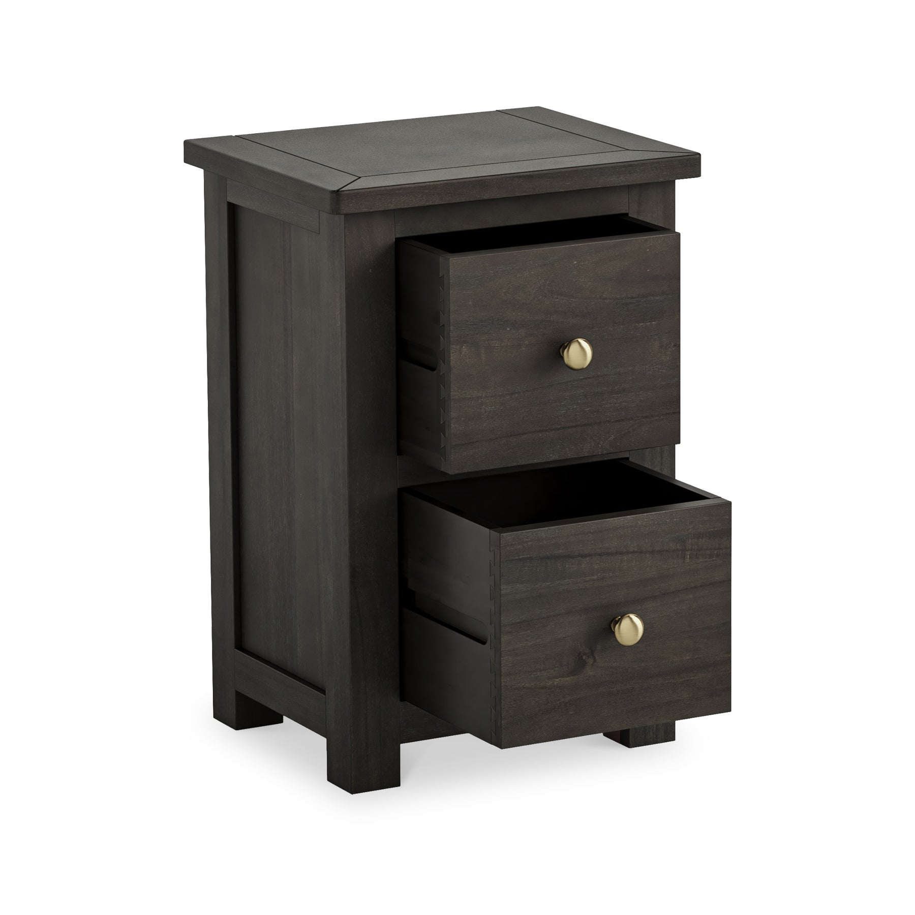 Duchy Acacia Slim 2 Drawer Black Bedside Table