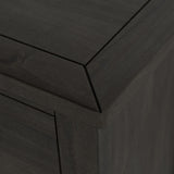 Duchy Acacia Slim 2 Drawer Black Bedside Table