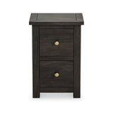 Duchy Acacia Slim 2 Drawer Black Bedside Cabinet