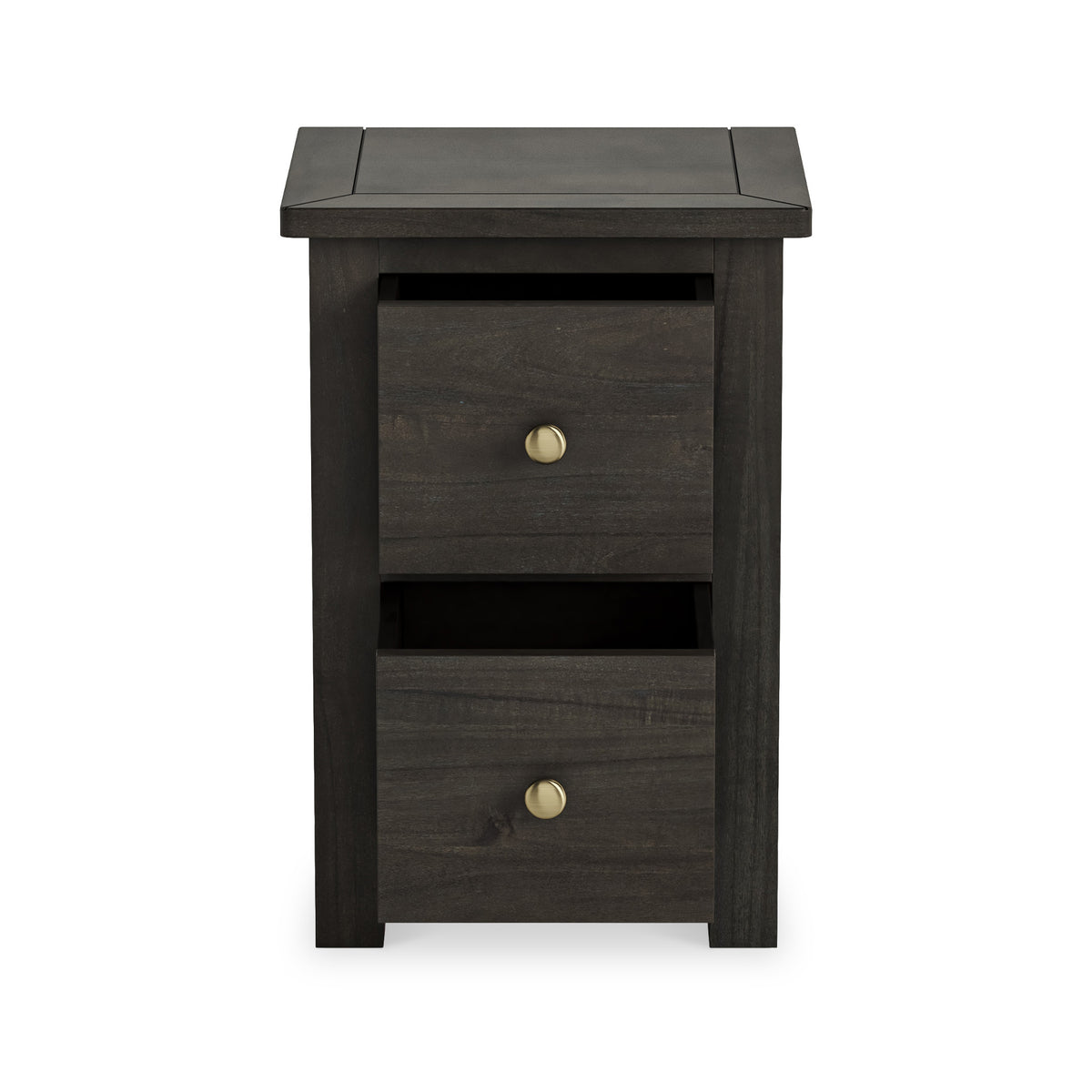 Duchy Acacia Slim 2 Drawer Black Nightstand