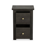 Duchy Acacia Slim 2 Drawer Black Nightstand