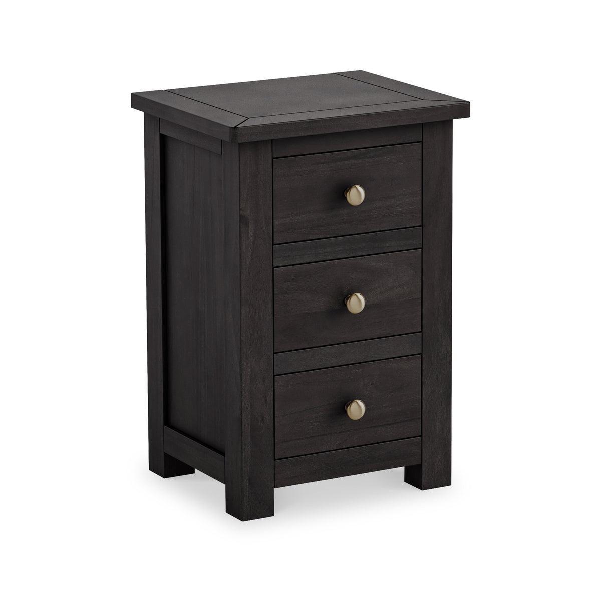 Duchy Acacia 3 Drawer Black Bedside Table from Roseland Furniture