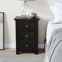Duchy Acacia 3 Drawer Black Bedside Table for bedroom