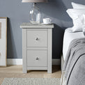 Duchy Inox Grey 2 Drawer Bedside Table for bedroom
