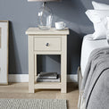 Duchy Linen Cream 1 Drawer Bedside Table for bedroom