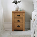 Duchy Waxed Oak 3 Drawer Bedside Table  for bedroom