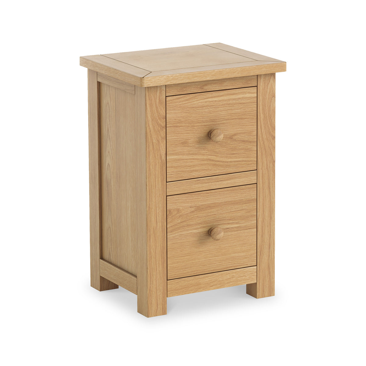 Duchy Oak Slim 2 Drawer Bedside Table from Roseland Furniture