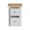 Duchy Inox Grey 2 Drawer Bedside Table with Oak Top