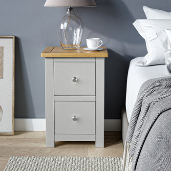 Duchy 2 Drawer Bedside Table with Oak Top