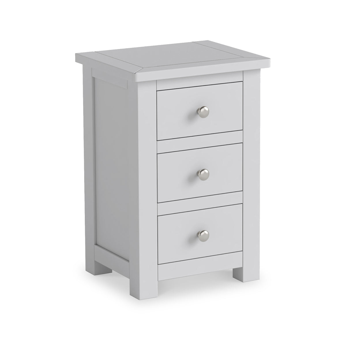 Duchy Inox Grey 3 Drawer Bedside Table from Roseland Furniture