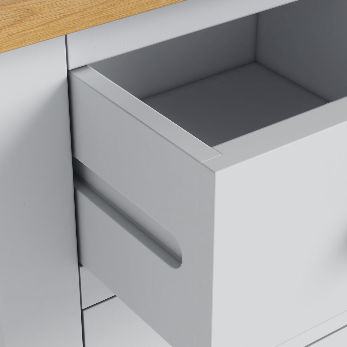 Duchy Inox Grey 3 Drawer Bedside Table with Oak Top