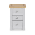 Duchy Inox Grey 3 Drawer Bedside Cabinet with Oak Top