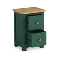 Duchy Puck Green 2 Drawer Nightstand with Oak Top