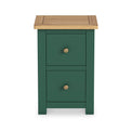 Duchy Puck Green 2 Drawer Bedside Cabinet with Oak Top