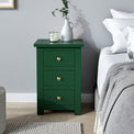 Duchy Puck Green 3 Drawer Bedside Table for bedroom