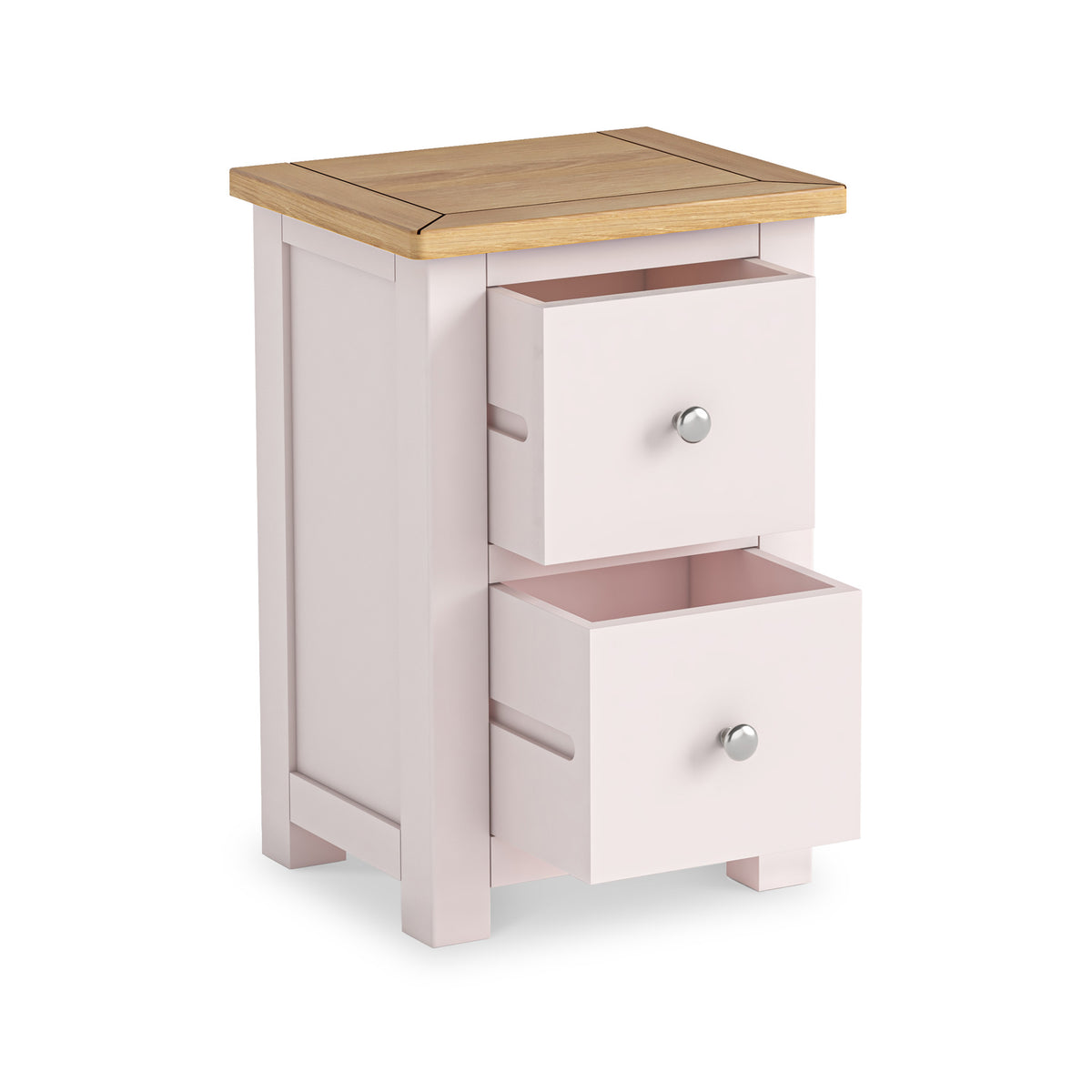 Duchy Dorchester Pink 2 Drawer Nightstand with Oak Top